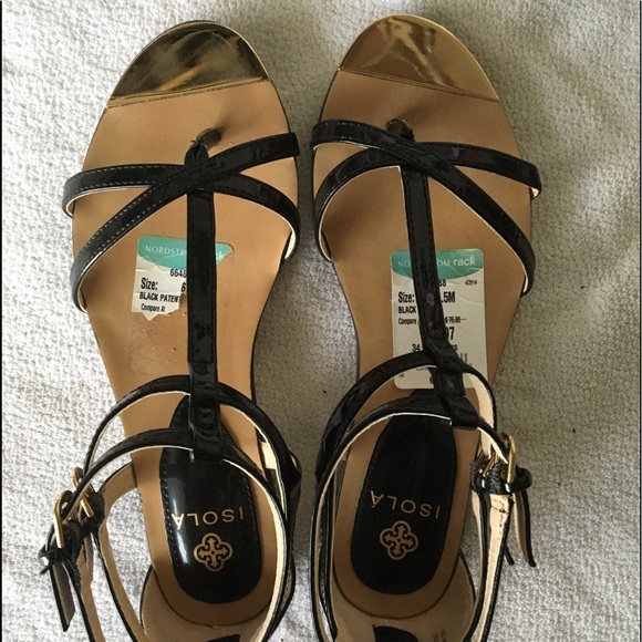 NEW Black strapped patent leather sandal. - Picture 1 of 4